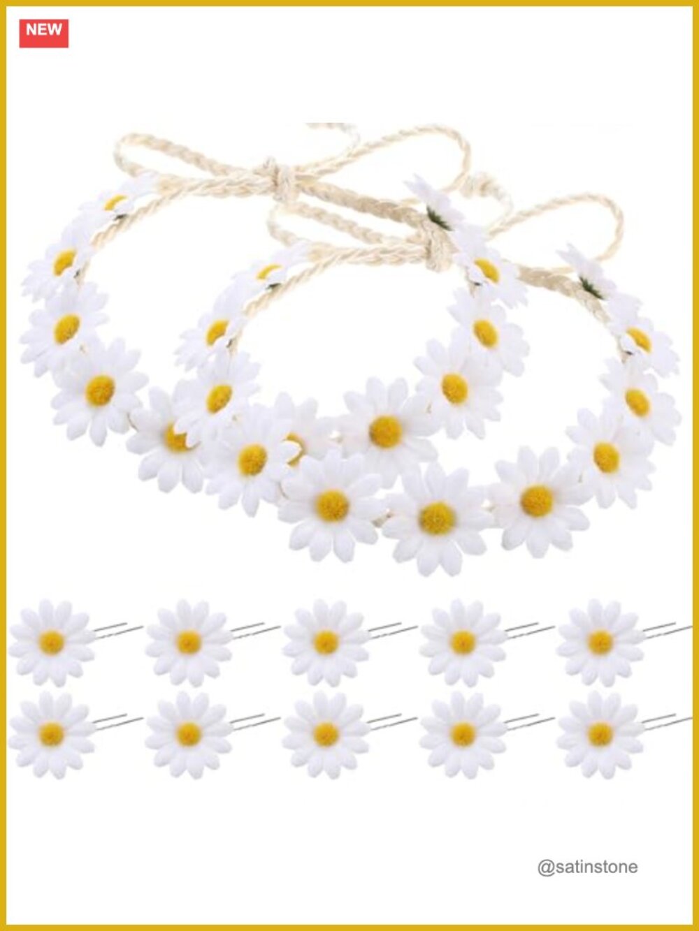 Daisy Headband and Hair Clip Set Boho Flower Crown